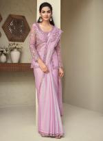 Rainbow Shimmer  Light Purple Party Wear Embroidery Work Saree